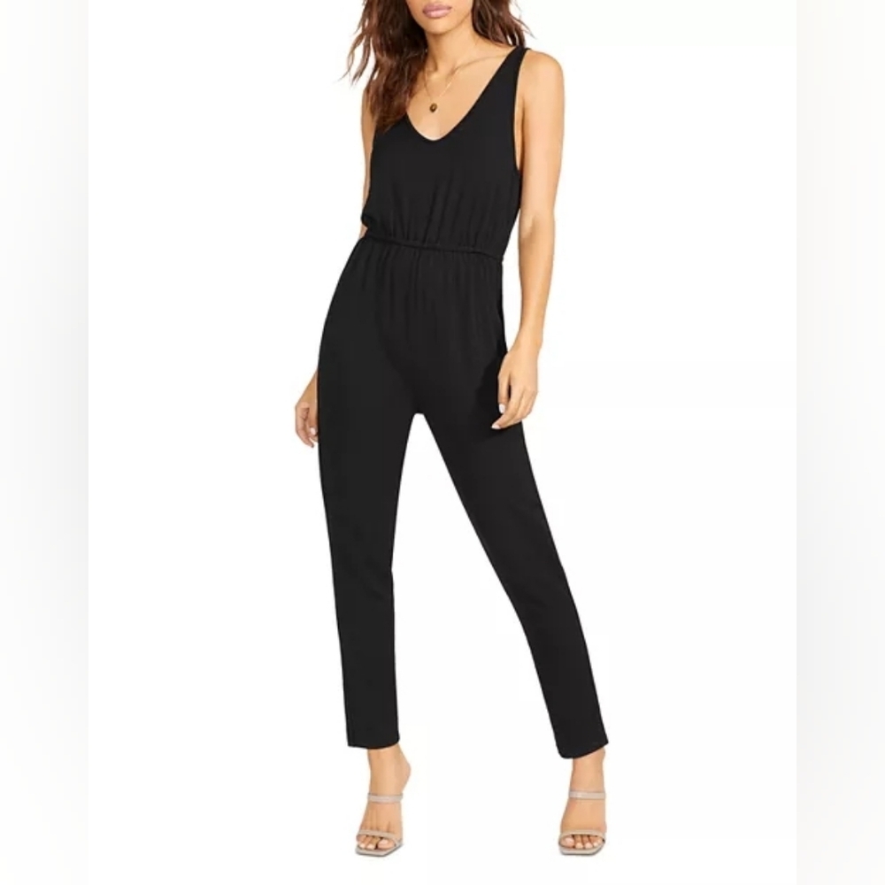 BB Dakota Black Sleeveless Jumpsuit Pants Size 4 Pockets Minimalist Casual Ankle